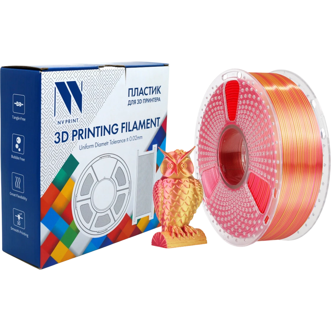 Пластик для 3D принтера NV Print NV-3D-SILK-PLA-P-RED-GOLD