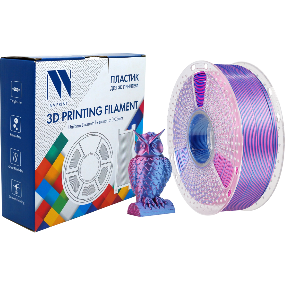 Пластик для 3D принтера NV Print NV-3D-SILK-PLA-P-RED-BLUE