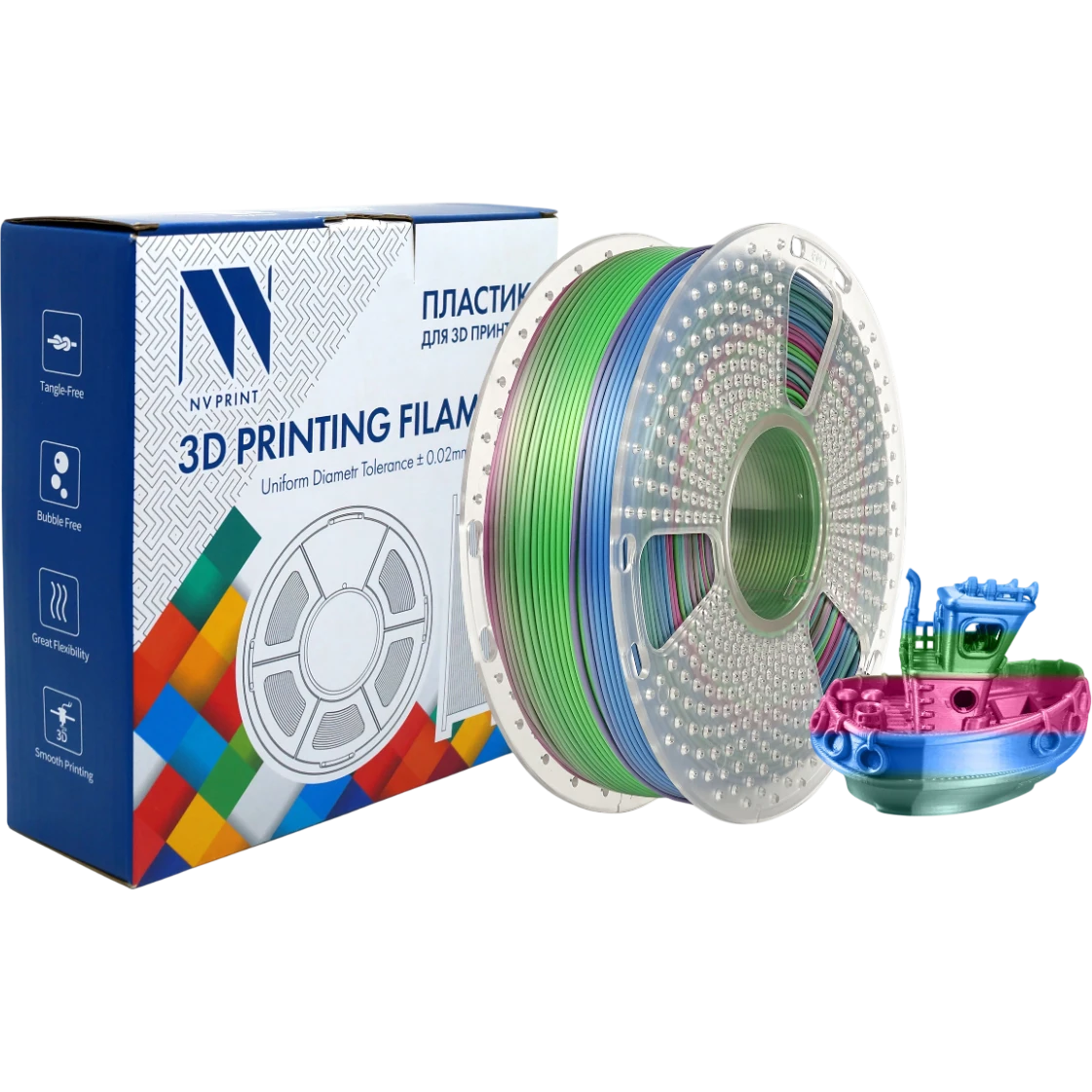 Пластик для 3D принтера NV Print NV-3D-SILK-PLA-P-RAINBOW-06