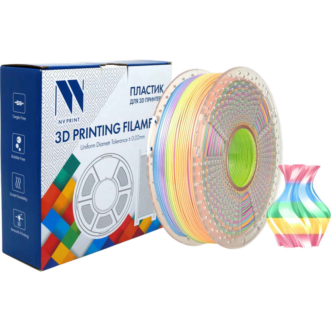 Пластик для 3D принтера NV Print NV-3D-SILK-PLA-P-RAINBOW-04