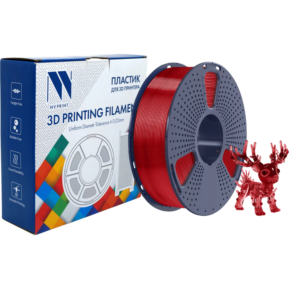 Пластик для 3D принтера NV Print NV-3D-PLA-TRANSP-RED