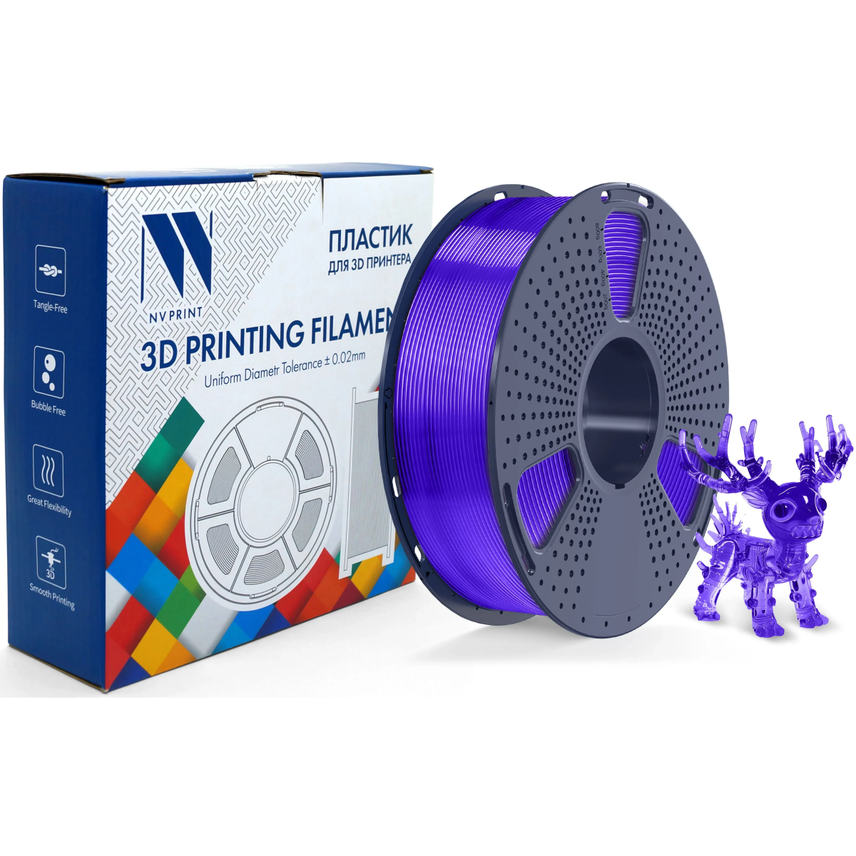 Пластик для 3D принтера NV Print NV-3D-PLA-P-TRANSP-PURPLE
