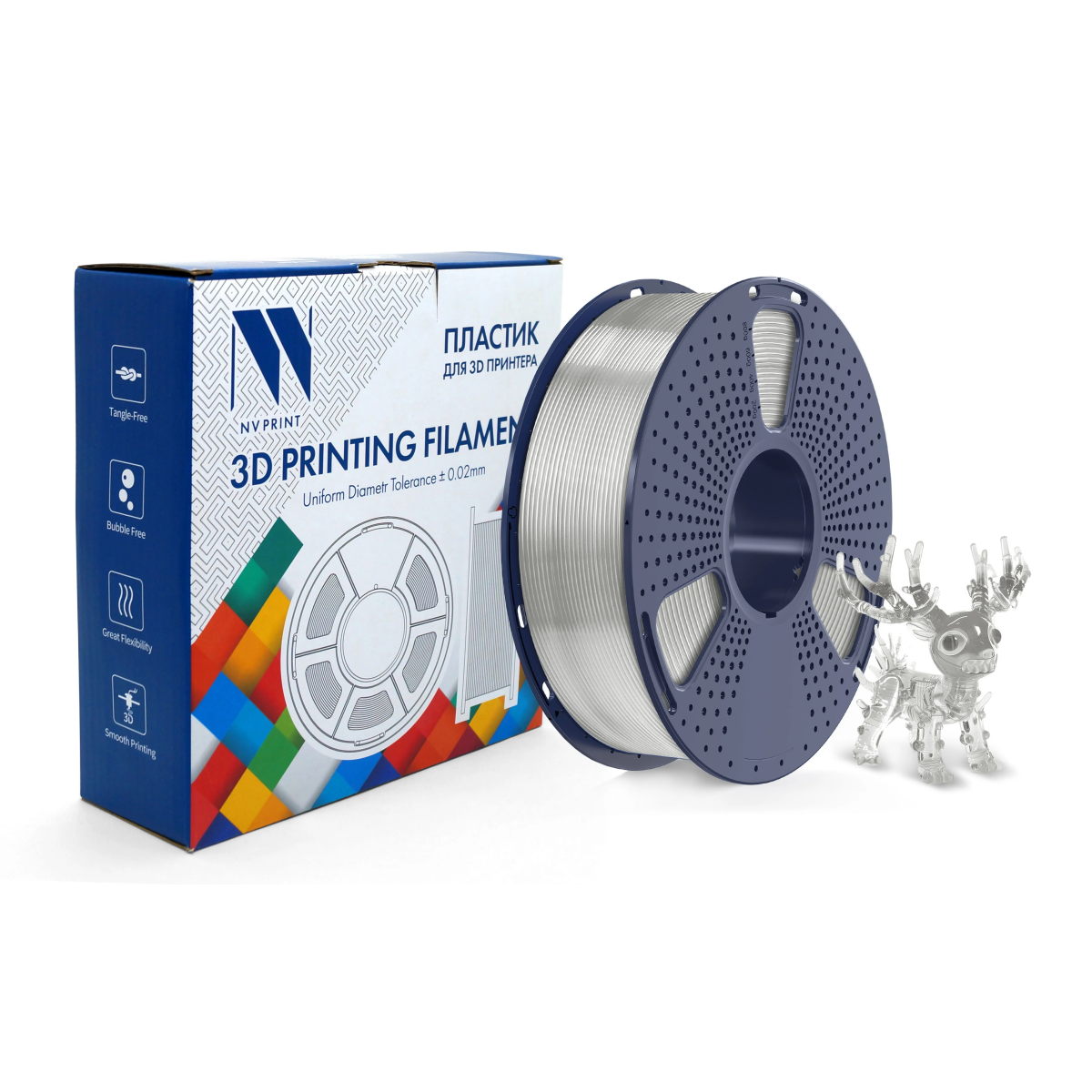 Пластик для 3D принтера NV Print NV-3D-PLA-P-TRANSP-WHITE