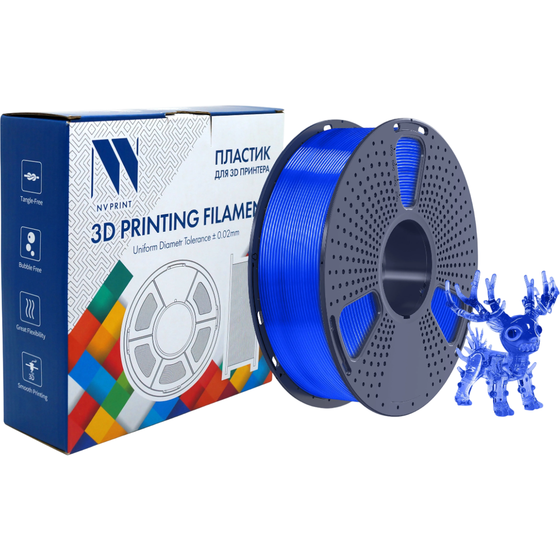 Пластик для 3D принтера NV Print NV-3D-PLA-P-TRANSP-BLUE