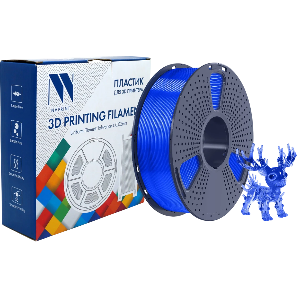 Пластик для 3D принтера NV Print NV-3D-PLA-P-TRANSP-BLUE