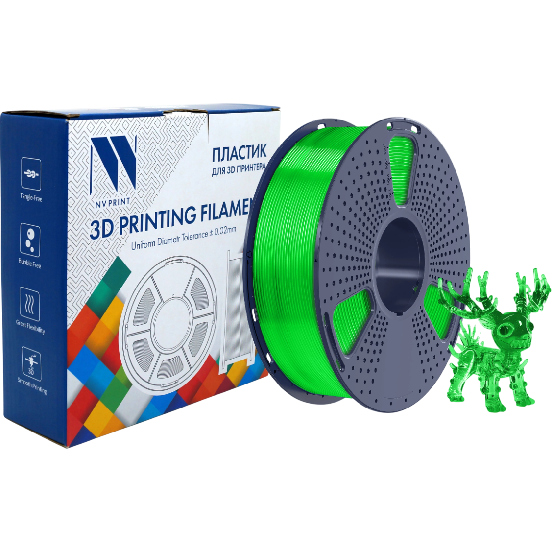 Пластик для 3D принтера NV Print NV-3D-PLA-P-TRANSP-GREEN