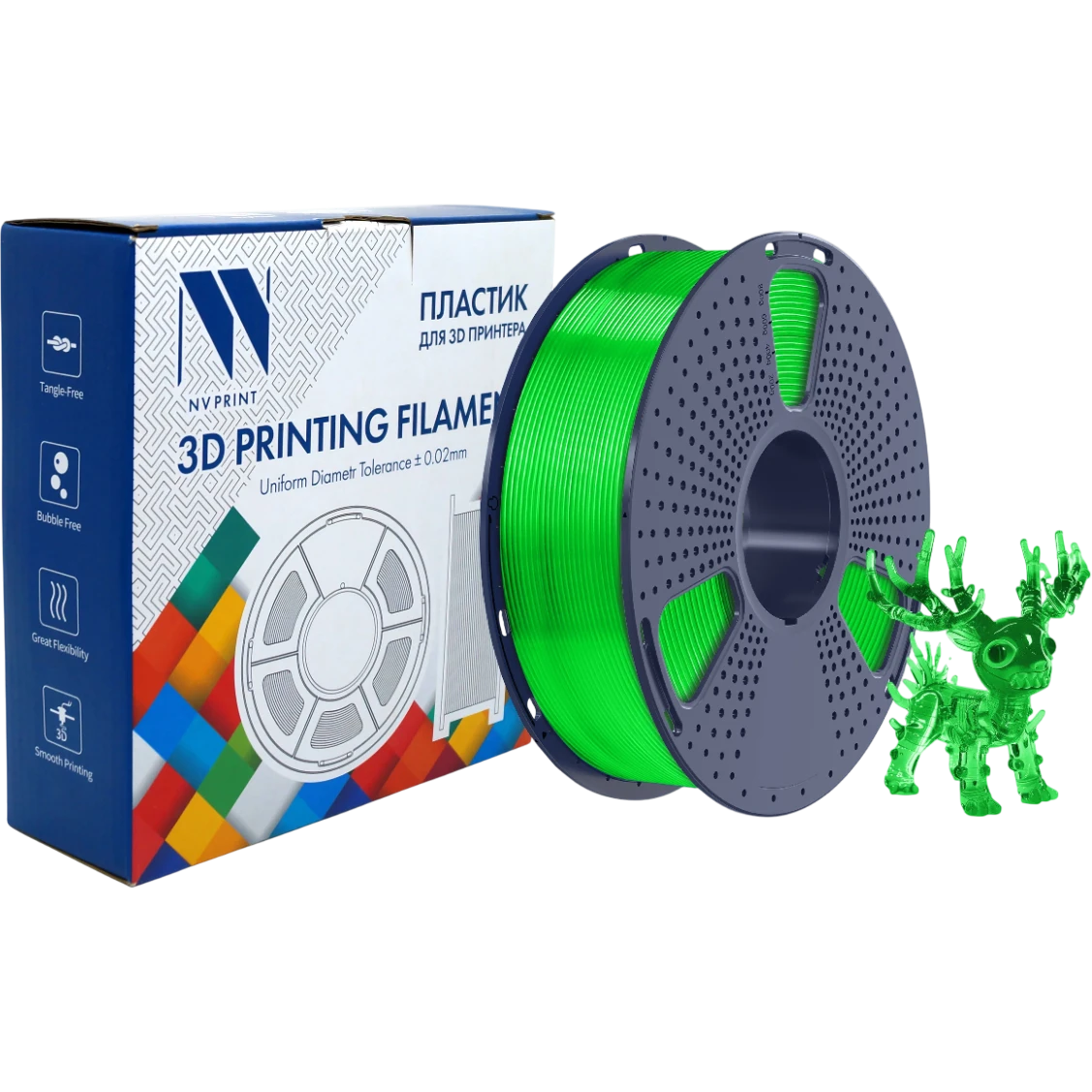 Пластик для 3D принтера NV Print NV-3D-PLA-P-TRANSP-GREEN