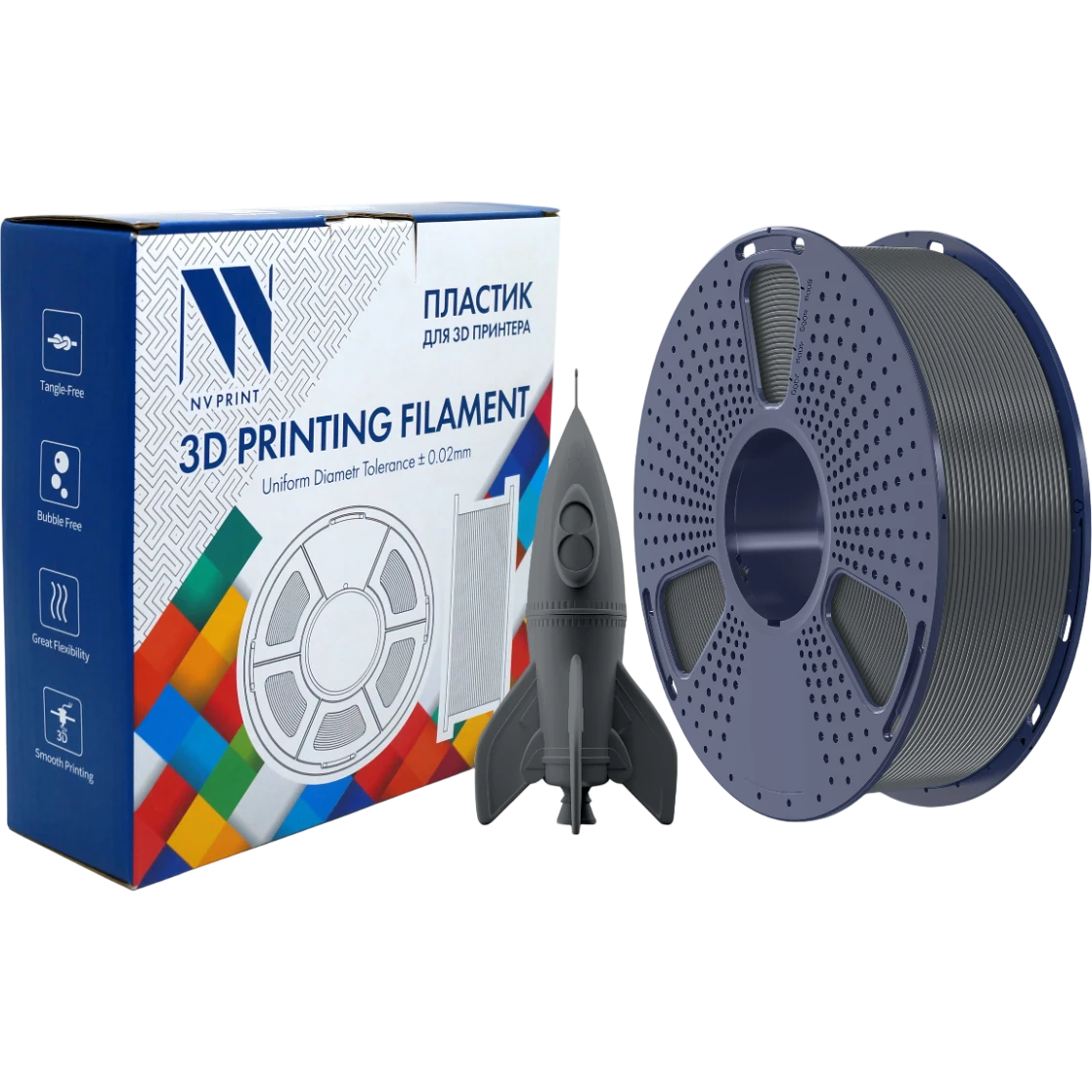Пластик для 3D принтера NV Print NV-3D-PLA-HS-GREY