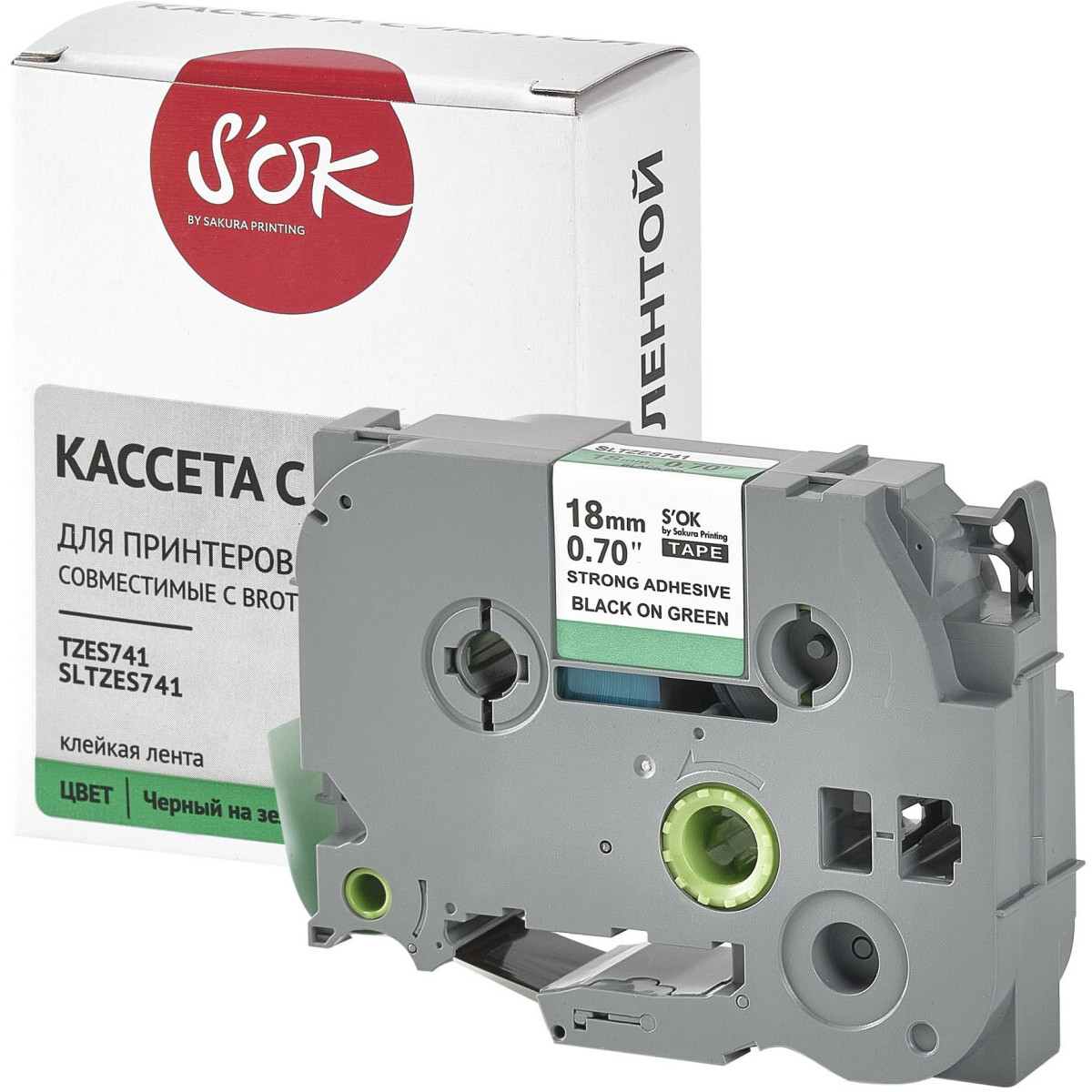 Ленточный картридж Sakura TZES741 - SLTZES741 - фото 3
