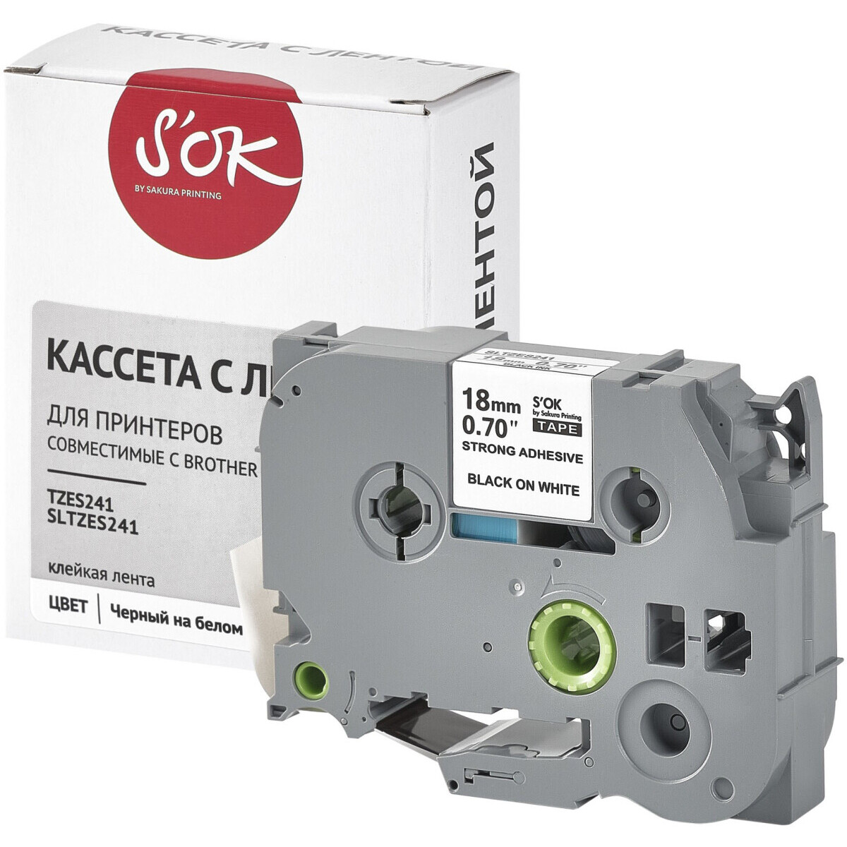 Ленточный картридж Sakura TZES241 - SLTZES241 - фото 3