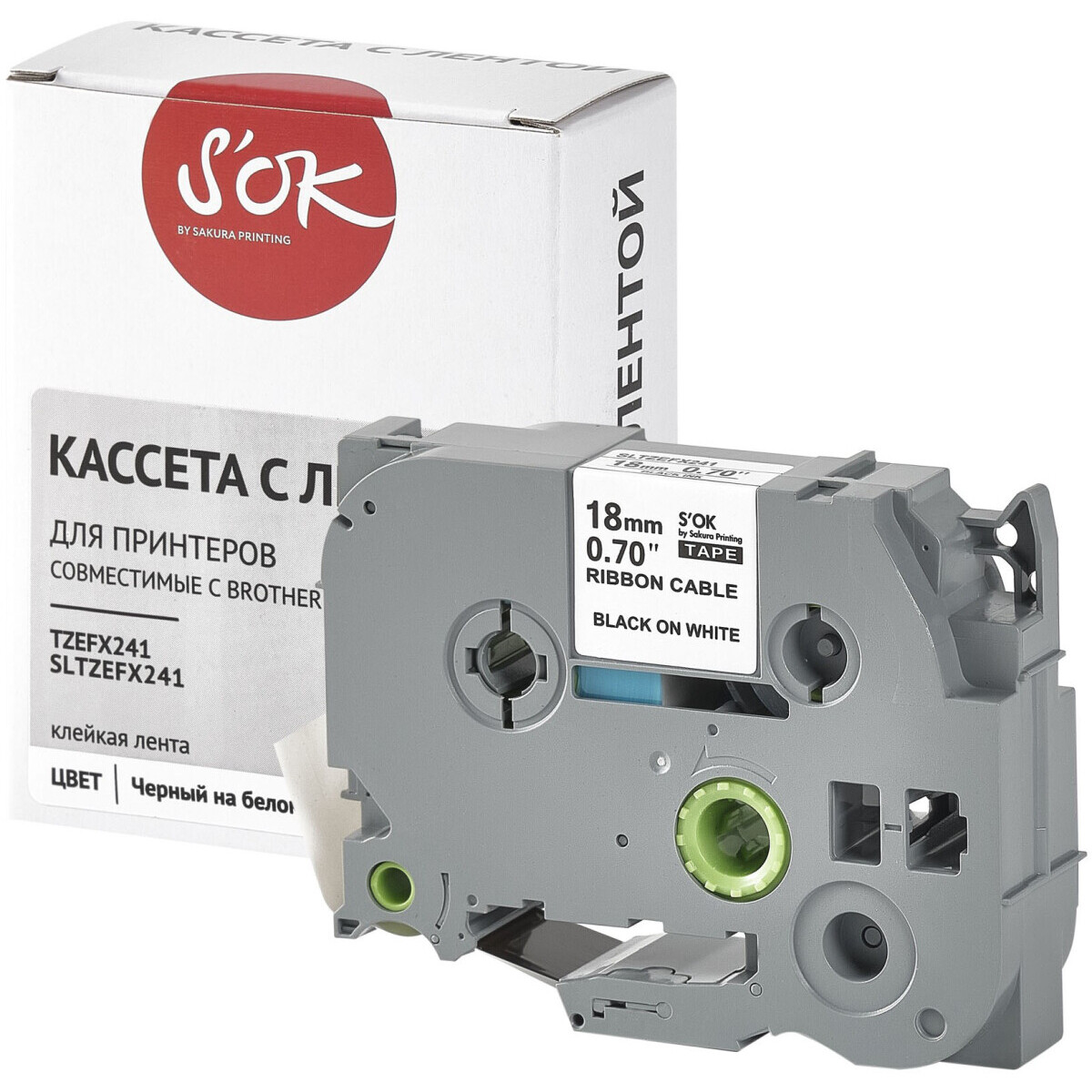 Ленточный картридж Sakura TZEFX241 - SLTZEFX241 - фото 3