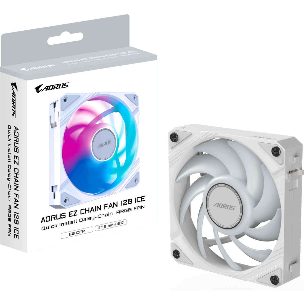 Вентилятор для корпуса Gigabyte AORUS EZ CHAIN FAN 120 ICE - GP-ECFAN1201 ICE - фото 7