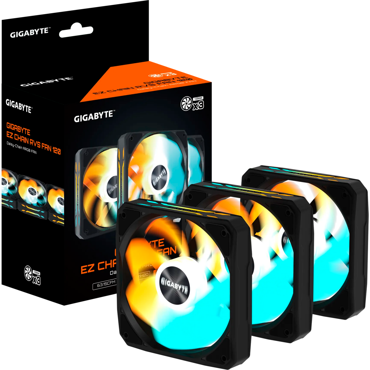 Вентилятор для корпуса Gigabyte EZ CHAIN RSV FAN 120 (3 шт.) - GP-GBT EZRVSFAN1203 - фото 6
