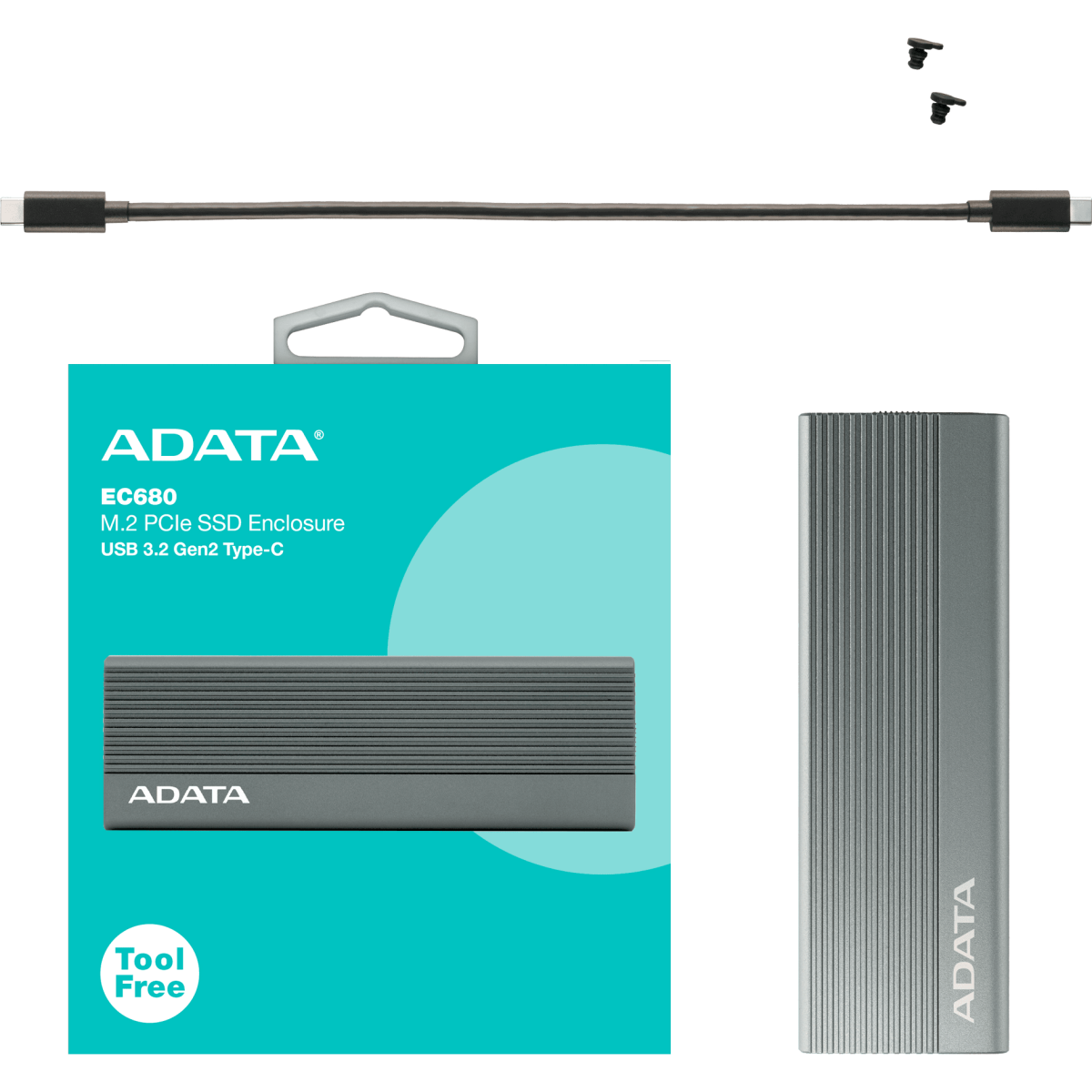 Внешний корпус для SSD M.2 ADATA EC680 Grey - EC680-CCGY - фото 6