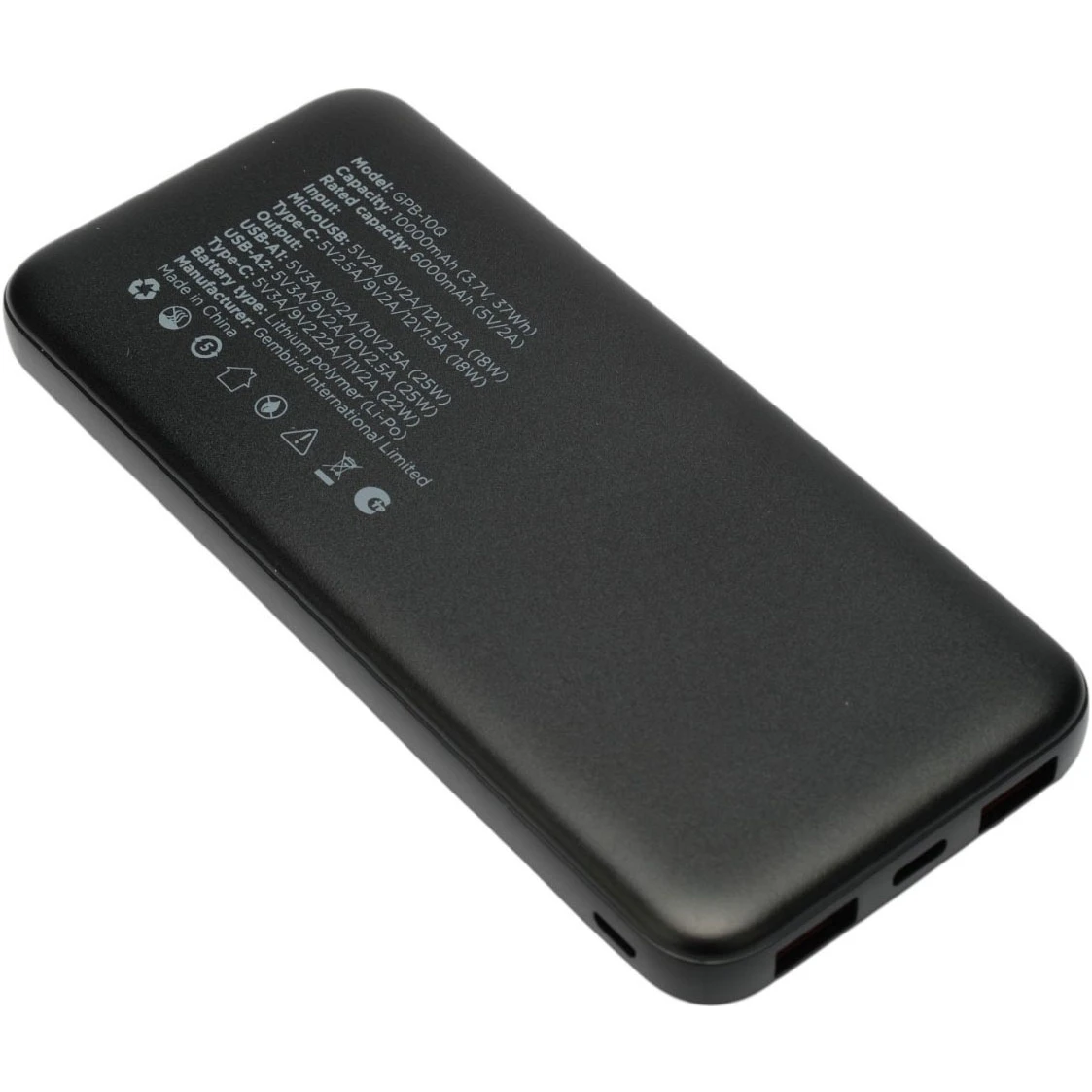Внешний аккумулятор Gembird GPB-10Q Black - фото 2