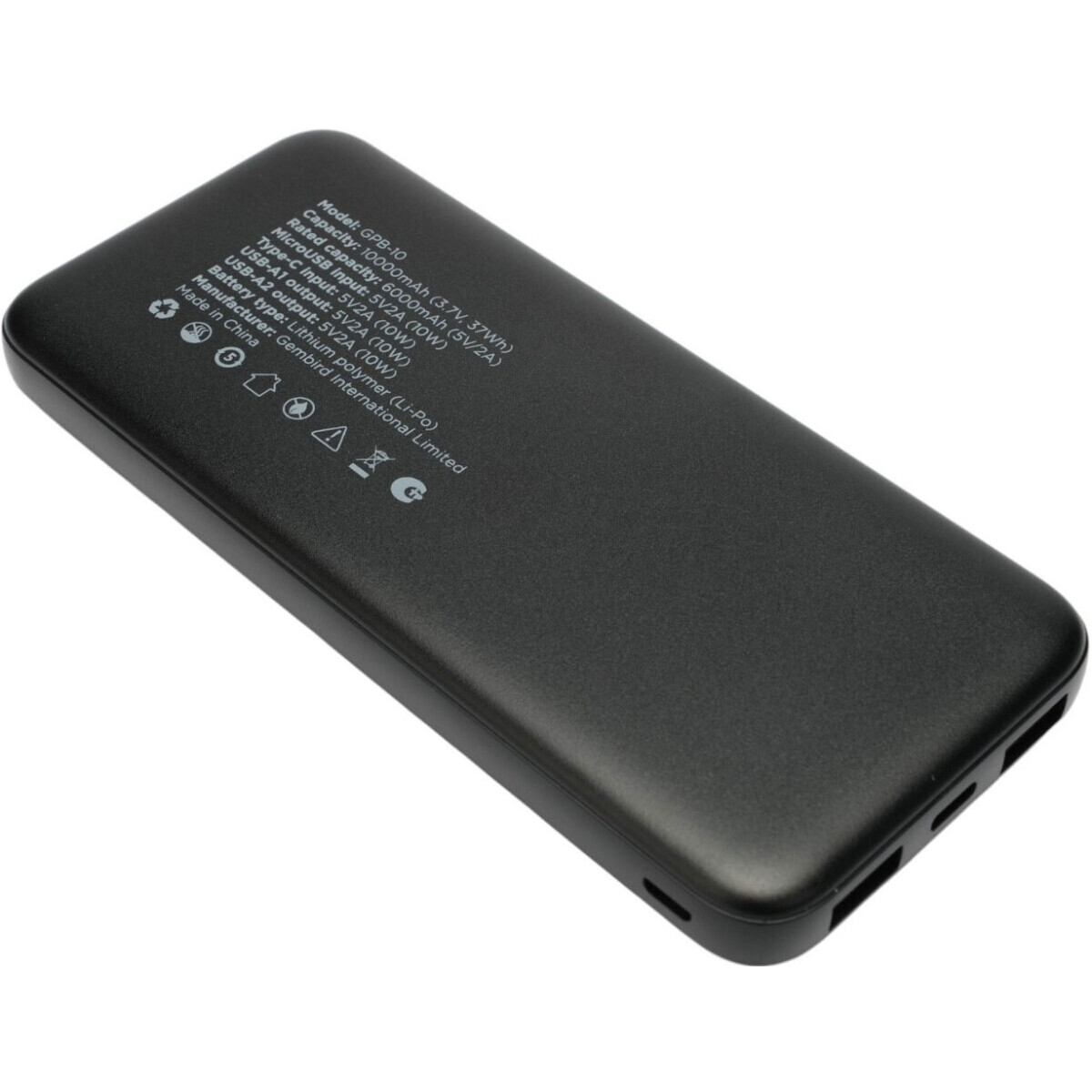 Внешний аккумулятор Gembird GPB-10 Black - фото 2