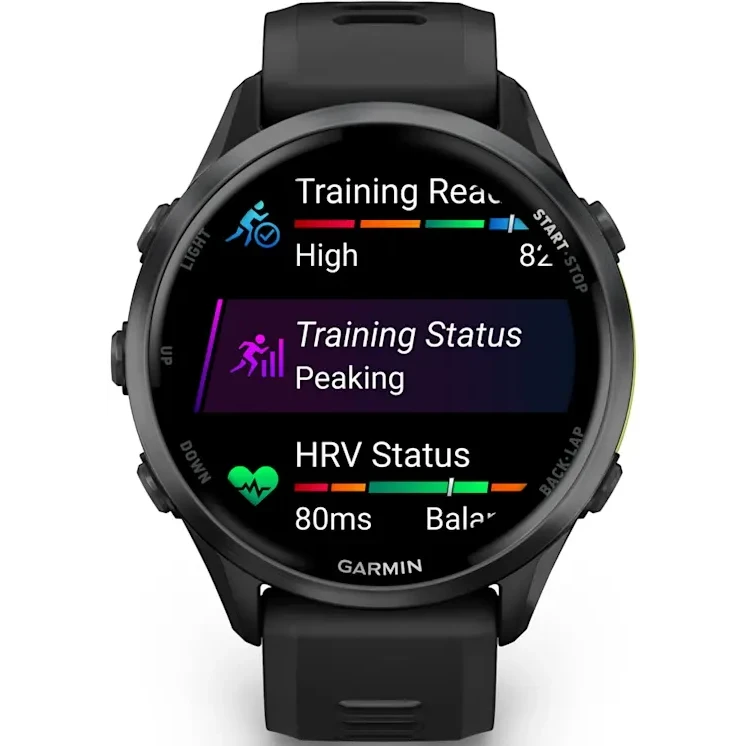 Умные часы Garmin Forerunner 970 Carbon Grey DLC Titanium with Black Case and Black/Translucent Whitestone Band - 010-02969-10 - фото 2