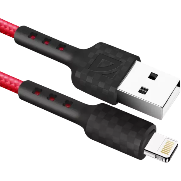 Кабель USB - Lightning, 1м, Defender F181 Red