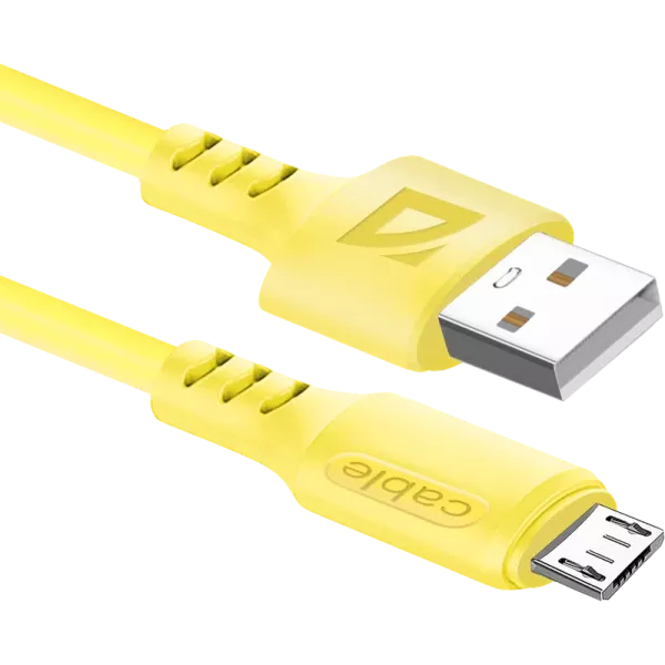 Кабель USB A (M) - microUSB B (M), 1м, Defender F207 Yellow