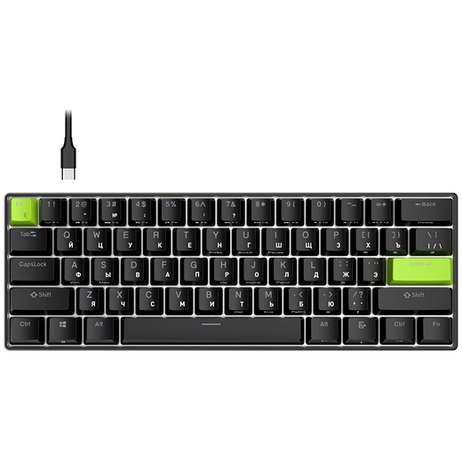 Клавиатура Royal Kludge C61 Black Green (Mint Switch) - 6935280827976 - фото 3