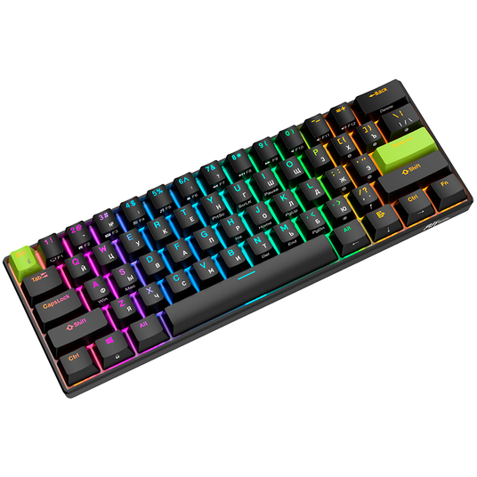 Клавиатура Royal Kludge C61 Black Green (Mint Switch) - 6935280827976 - фото 6