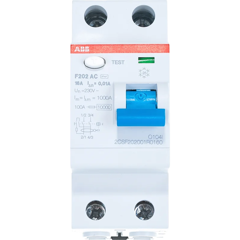 Выключатель дифференциального тока (УЗО) ABB F202 AC-16/0.01 - 2CSF202001R0160