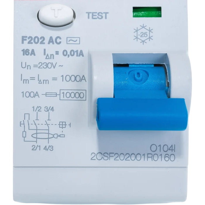 Выключатель дифференциального тока (УЗО) ABB F202 AC-16/0.01 - 2CSF202001R0160 - фото 2