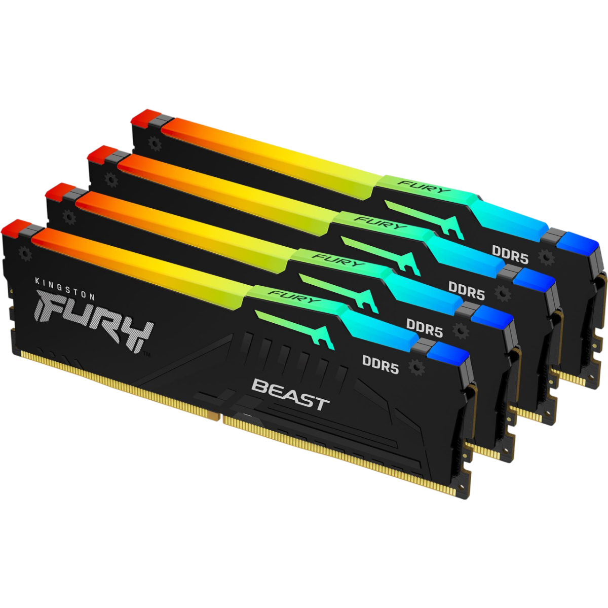 Оперативная память 64Gb DDR5 5600MHz Kingston Fury Beast RGB (KF556C40BBAK4-64) (4x16Gb KIT)