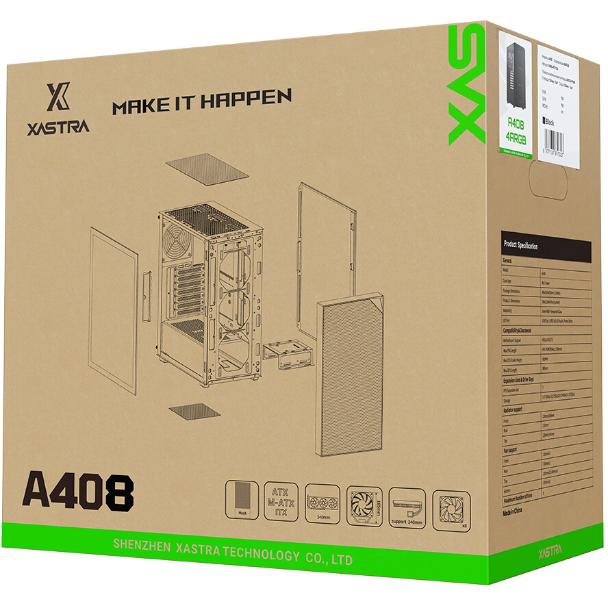 Корпус XASTRA A408 4ARGB Black - A408-4FG12A - фото 14