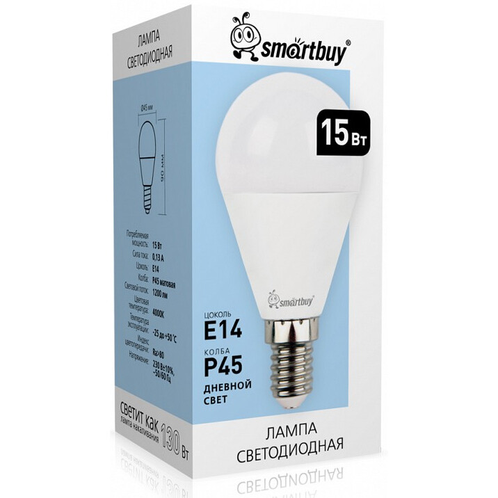 Светодиодная лампочка SmartBuy SBL-P45-15-40K-E14 (15 Вт, E14)
