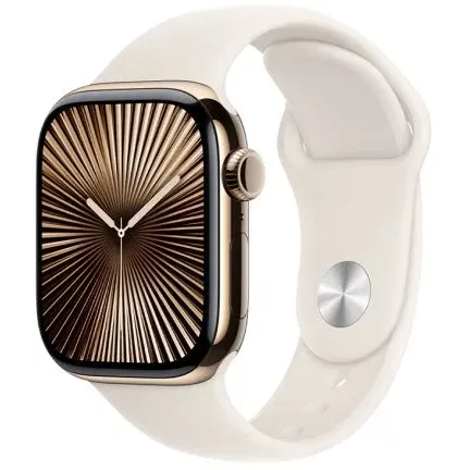 Умные часы Apple Watch Series 10 46mm Gold Titanium Case with Starlight Sport Band M/L (MWYY3) - MWYY3ZP/A