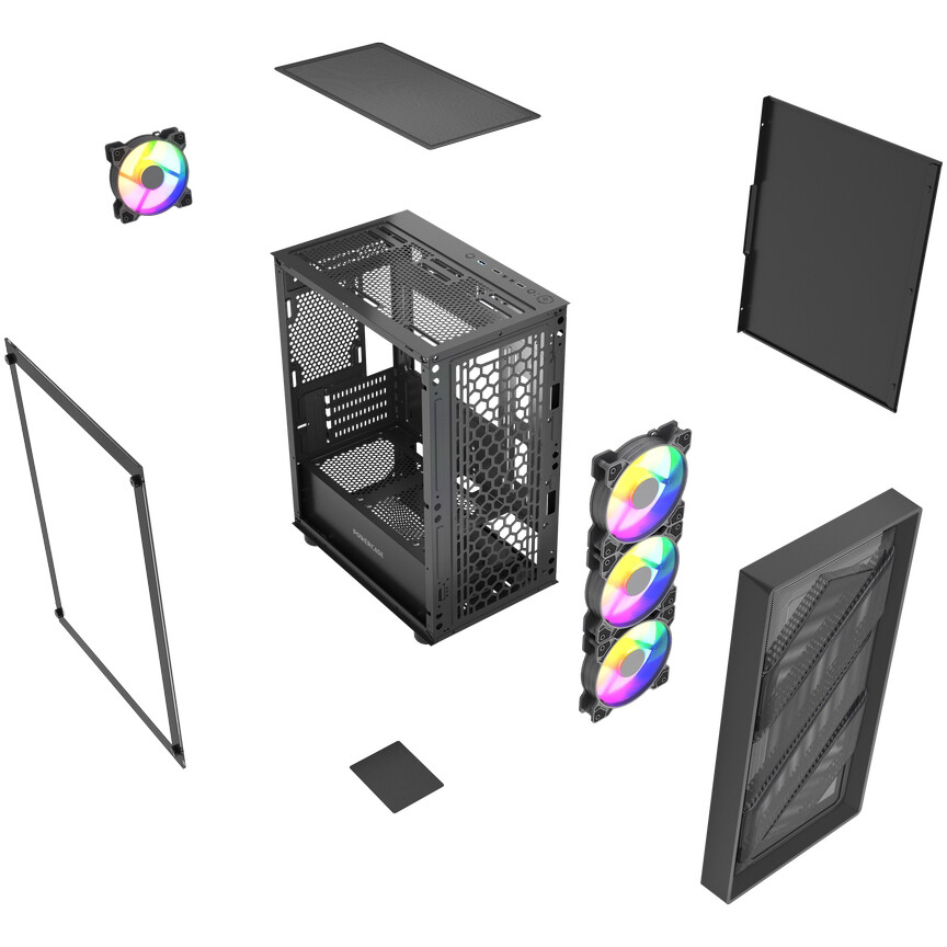 Корпус Powercase Mistral Micro EM21 Black - CMMEM21B-L4 - фото 7