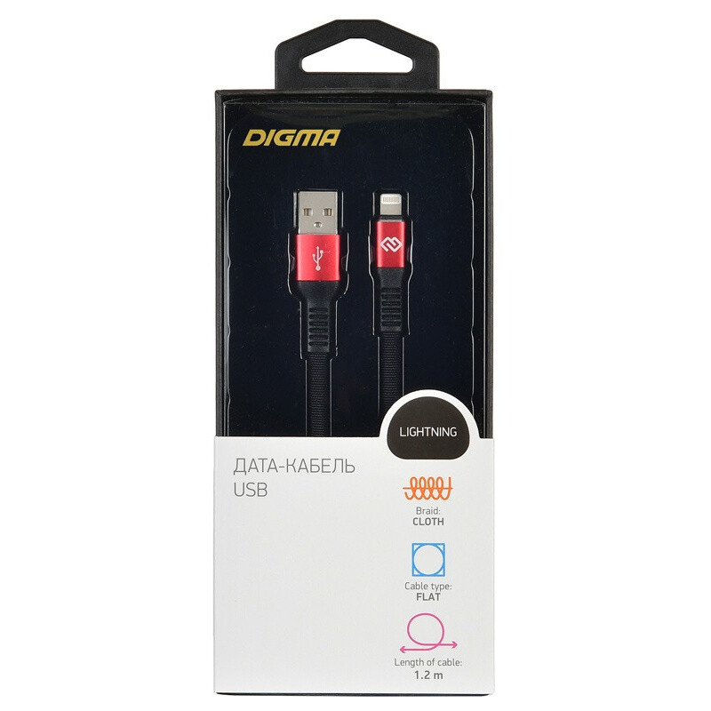 Кабель USB - Lightning, 1.2м, Digma1080338 - фото 3