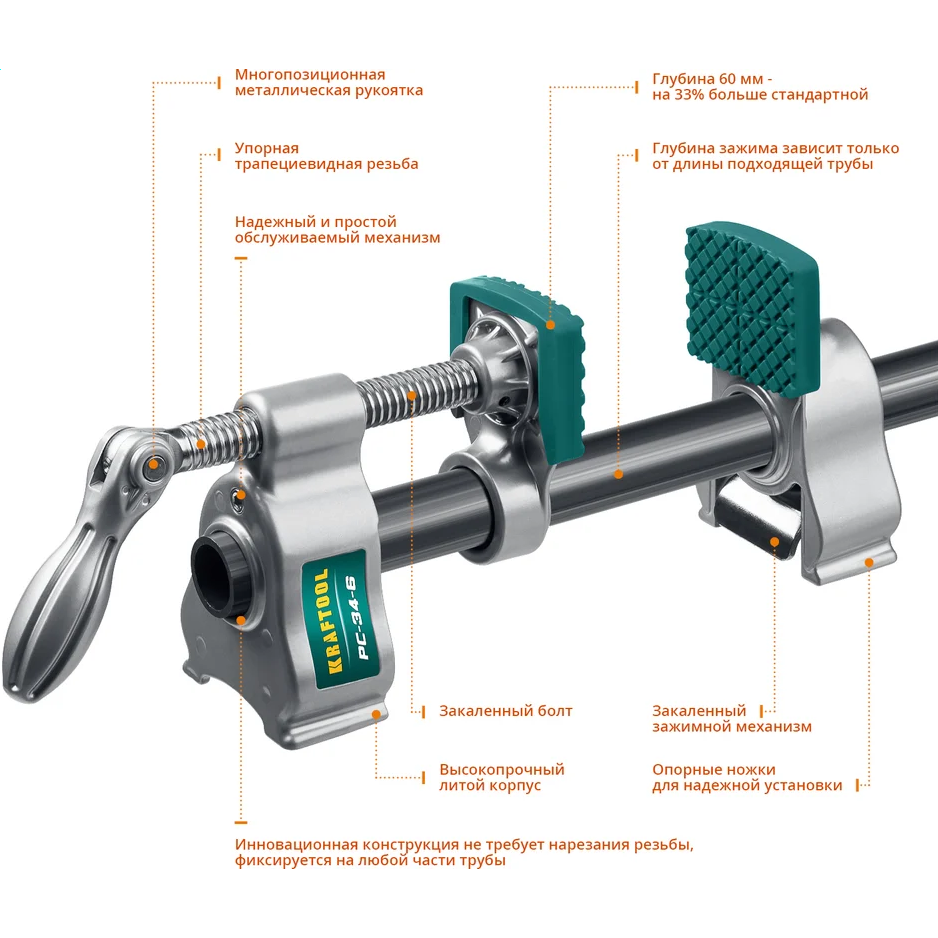 Струбцина KRAFTOOL PC-34-6 3/4 - 32301-1 - фото 4