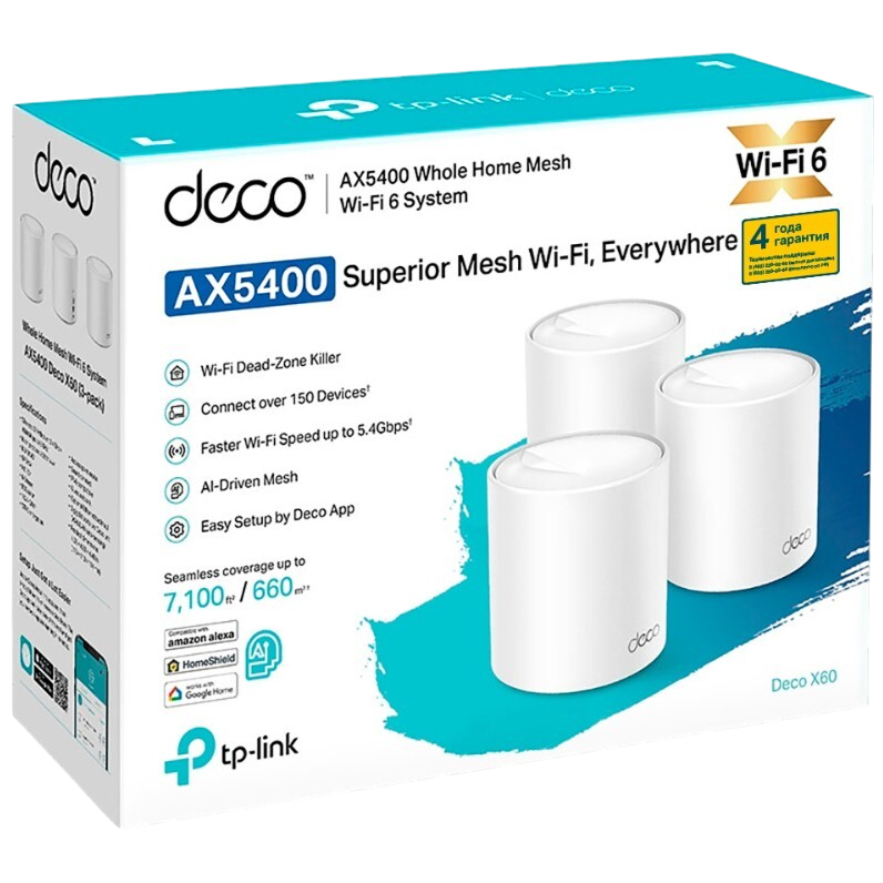 Mesh система TP-Link Deco X60 AX5400 (3 шт.) - Deco X60(3-pack) - фото 3