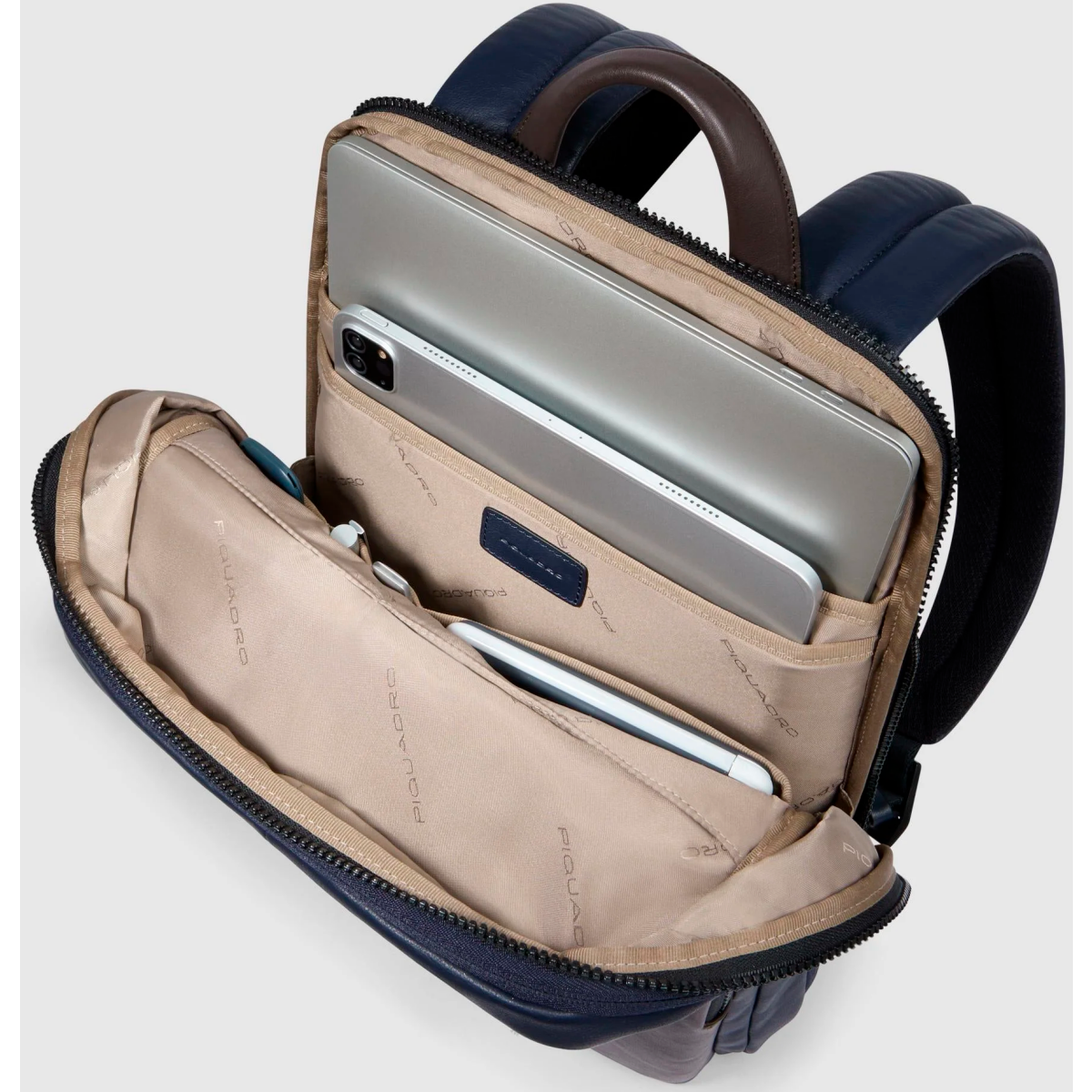 Рюкзак для ноутбука Piquadro Expandable Slim Laptop Backpack 14" Blue/Brown (CA6311AP) - CA6311AP/BLUTM - фото 4