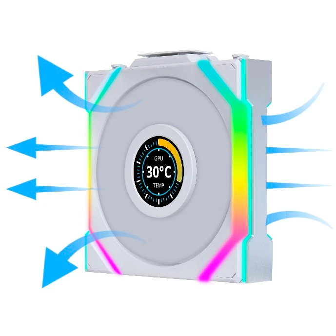 ..... Вент. для корпуса Lian Li UNI Fan SL Wireless LCD 120 Reverse Blade White (3 шт.) (0055) Б/У - G99.12RSLLCD1W3W.R0 - фото 10