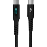 Кабель USB Type-C - USB Type-C, 1м, AGNI UC423-24-100W-CC-LED Black (UC423-24-100W-CC-LED-black)