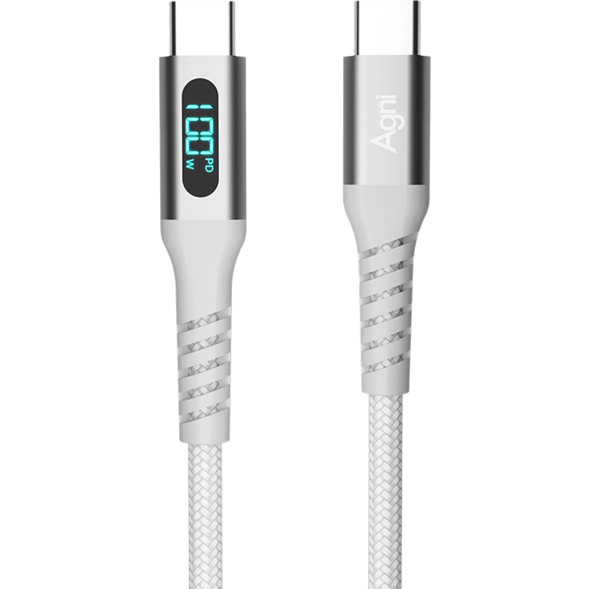 Кабель USB Type-C - USB Type-C, 1м, AGNI UC423-24-100W-CC-LED White - UC423-24-100W-CC-LED-white - фото 2