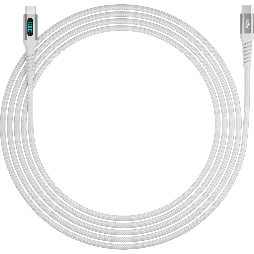 Кабель USB Type-C - USB Type-C, 1м, AGNI UC423-24-100W-CC-LED White - UC423-24-100W-CC-LED-white - фото 3