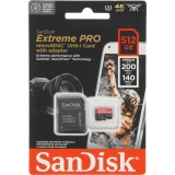 Карта памяти 512Gb MicroSD SanDisk Extreme Pro + SD адаптер (SDSQXCD-512G-GN6MA)