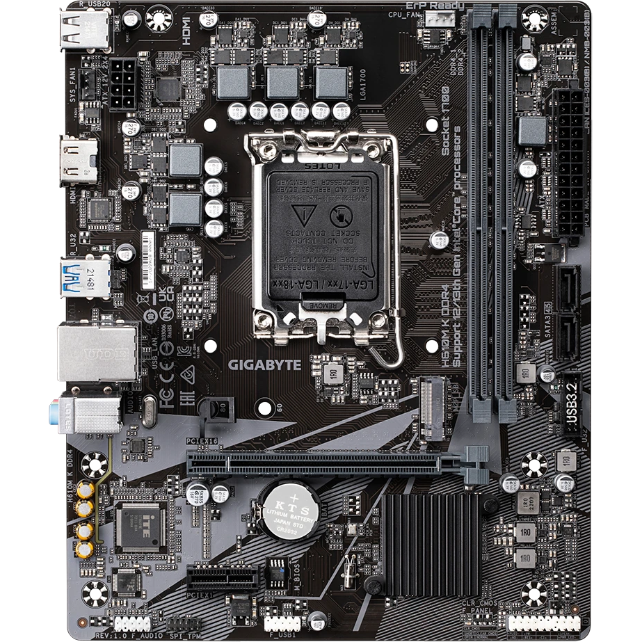 ..... Материнская плата Gigabyte H610M K DDR4 (2278) Б/У, без заводской упаковки