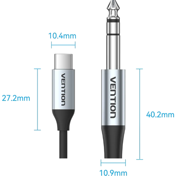 Кабель USB Type-C - 6.3 Jack, 1м, Vention BIJHF - BIJHF  - фото 3