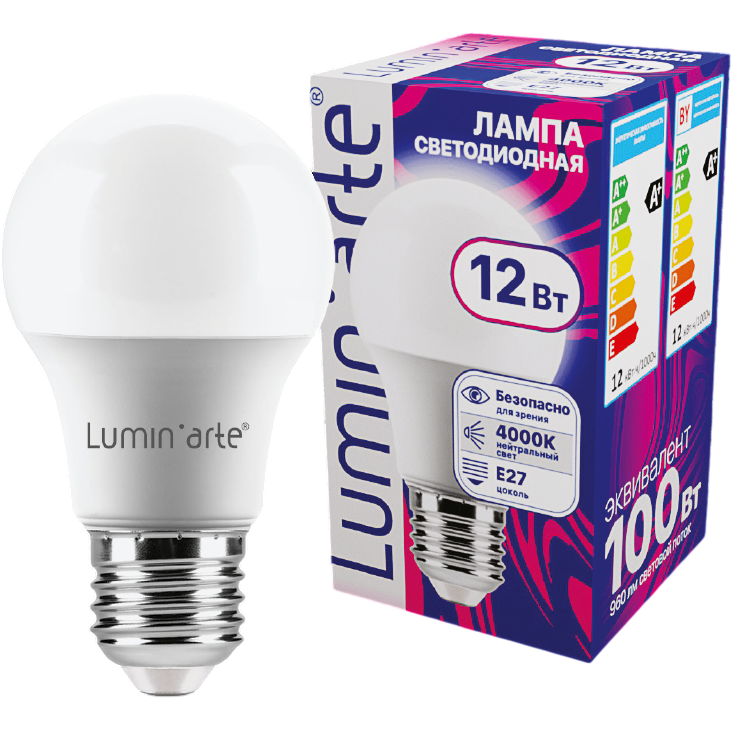Светодиодная лампочка Lumin'arte LSTD-A60-12W4KE27 (12 Вт, E27)