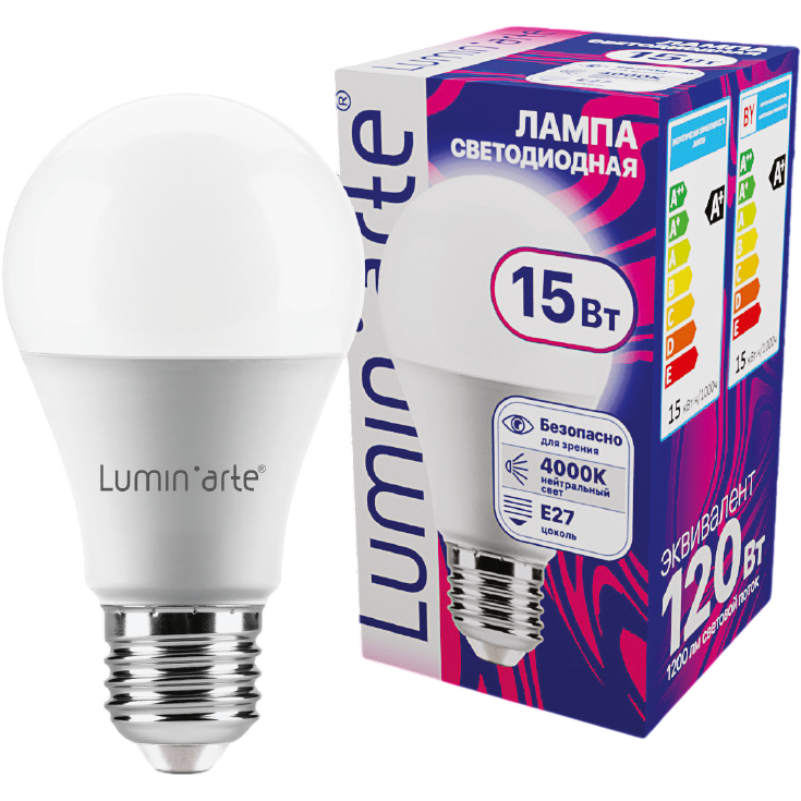 Светодиодная лампочка Lumin'arte LSTD-A60-15W4KE27 (15 Вт, E27)