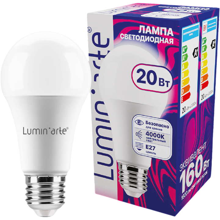 Светодиодная лампочка Lumin'arte LSTD-A60-20W4KE27 (20 Вт, E27)