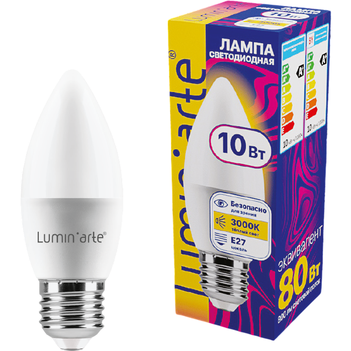 Светодиодная лампочка Lumin'arte LSTD-C37-10W3KE27 (10 Вт, E27)