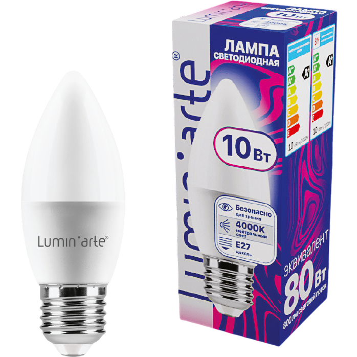 Светодиодная лампочка Lumin'arte LSTD-C37-10W4KE27 (10 Вт, E27)