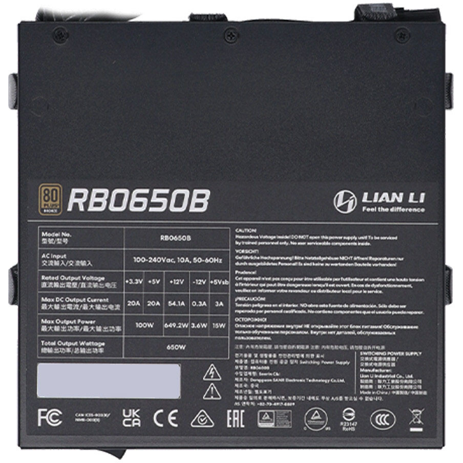 Блок питания 650W Lian Li BX0650B Black - G9P.BX0650B.B000.RU - фото 7