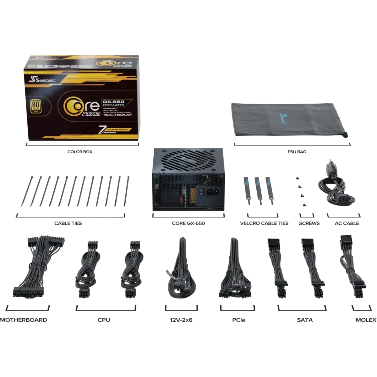 Блок питания 650W Seasonic Core GX-650 ATX 3.1 Black - фото 9